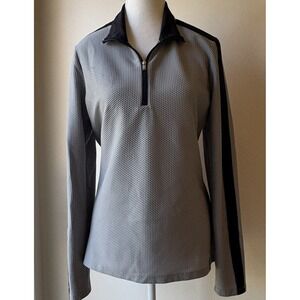 Lauren Ralph Lauren 1/4 Zip Athletic Top Women's Gray Black Trim Golf Pickleball
